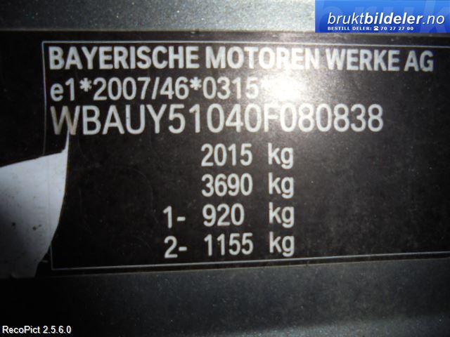 BMW 3-Serie 2005-2011 (E90/E91/E92/E93) (E90/E91/E92/E93), Motorkode: N47-D20C, Girkassekode: GS6-17DG