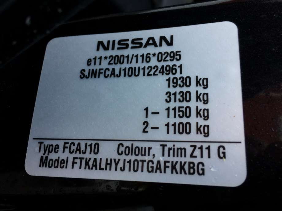 Nissan Qashqai 2007-2010 (Type I, Fase 1) , Motorkode: K9K, Girkassekode: K9K.F6