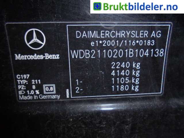 Mercedes E-Klasse 2006-2009 (Fase 2) (W211) (W211), Motorkode: OM642.920, Girkassekode: A24 A45 J52