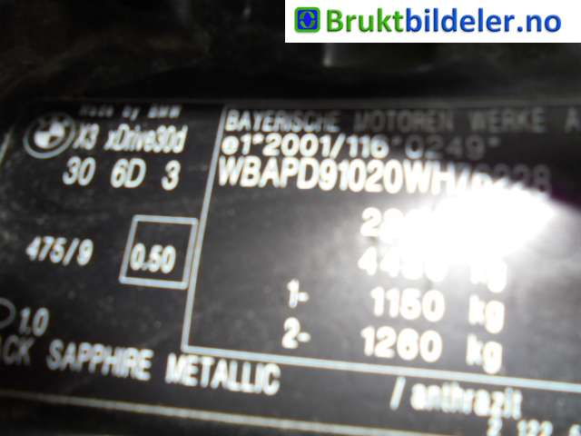BMW X3 2007-2010 (Fase 2) (E83) (E83), Motorkode: , Girkassekode: GA6HP26Z - W3O