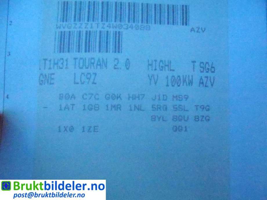 VW Touran 2003-2006 (Type I, Fase 1) , Motorkode: AZV, Girkassekode: GNE