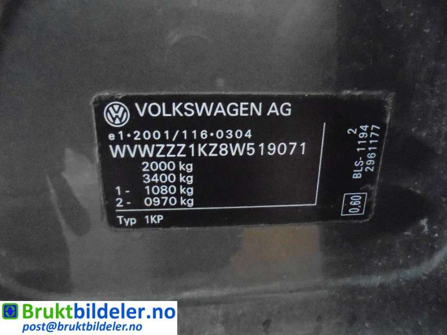 VW Golf, Plus/Cross 2005-2009 (Fase 1) , Motorkode: BLS, Girkassekode: 