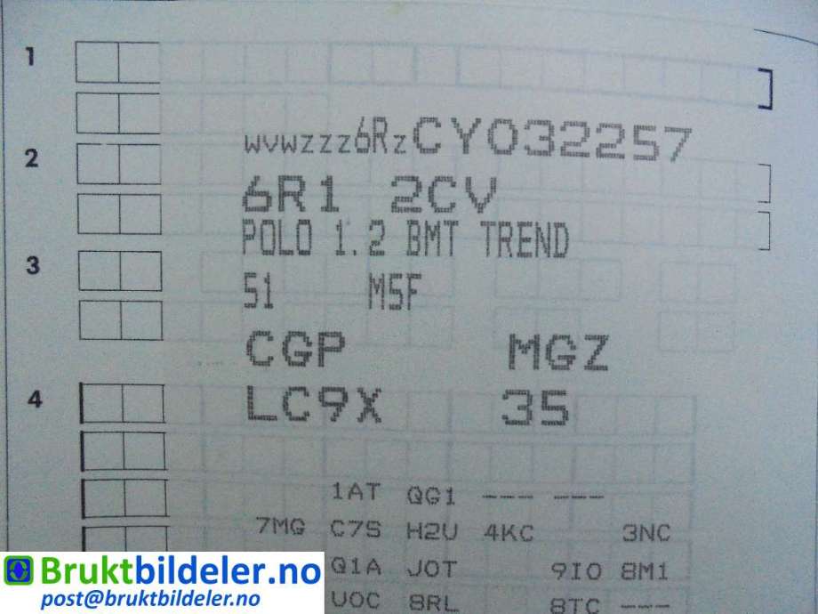 VW Polo 2009-2014 (Type V, Fase 1) , Motorkode: CGPA, Girkassekode: MGZ