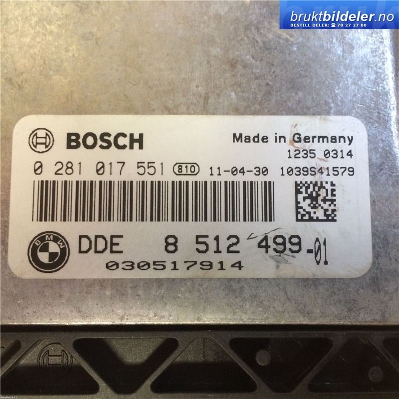 Styreenhet motor til BMW X1 2009-2015 (E84) (E84) (BMW|8 512 499-01|0 281 017 551|)