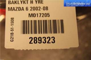 Baklykt høyre til Mazda 6,   (|G21B-51-150B|G21B51150B)