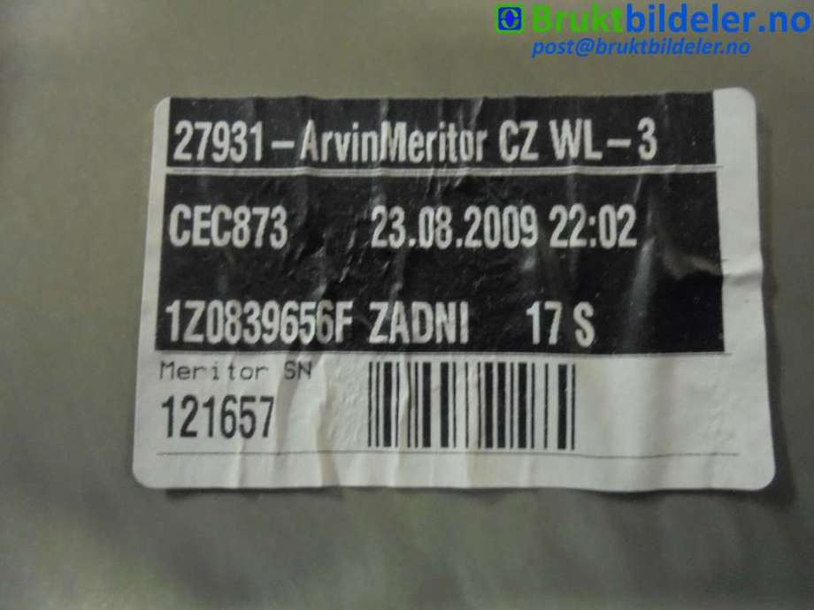 Ruteheis til Škoda Octavia 2009-2013 (Type II, Fase 2) (SKODA|1Z0 839 656 F|)