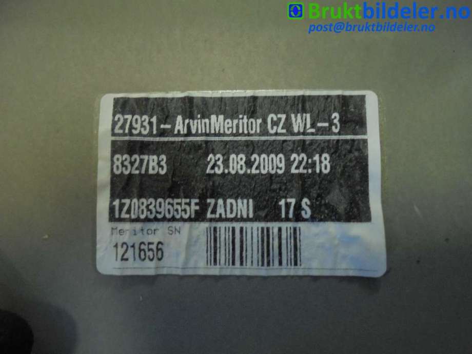 Ruteheis til Škoda Octavia 2009-2013 (Type II, Fase 2)  (SKODA|1Z0 839 655 F|)