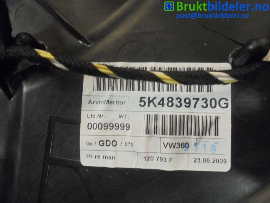 Ruteheis til VW Golf VI 2008-2012 (VOLKSWAGEN|5K4 839 730 G|)