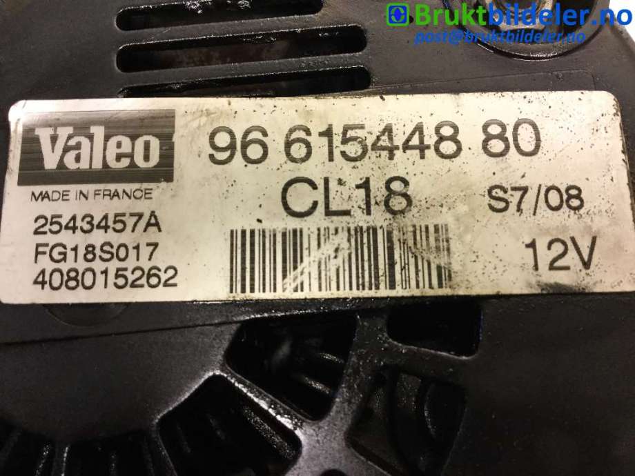 Dynamo til Citroën C4, Picasso 2006-2013 (Type I)  (CITROEN|96 615 448 80|2543457A|)