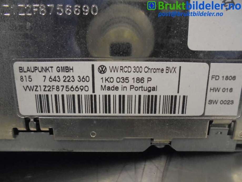 Bilstereo til VW Passat 2005-2010 (B6) (B6) (VOLKSWAGEN|1K0 035 186 P|7 643 223 360|)