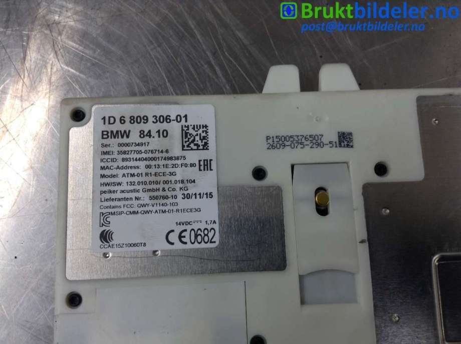 Bilstereo forsterker til BMW 3-Serie 2012-2018 (F30/F31/F34) (F30/F31/F34) (BMW|1D 6 809 306-01|0000734917|)