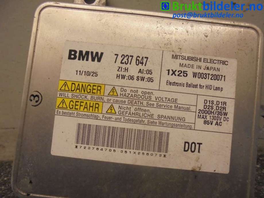 Styreenhet xenon/ballast til BMW 5-Serie 2010-2017 (F10/F11) (F10/F11) (BMW|7 237 647|W003T20071|)