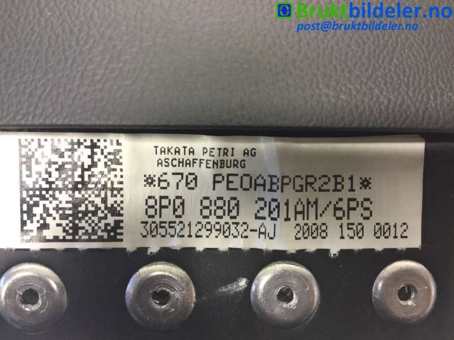 Airbag rattpute til Audi A3 2003-2008 (Type II, Fase 1) (AUDI|8P0 880 201 AM|305521299032-AJ|)