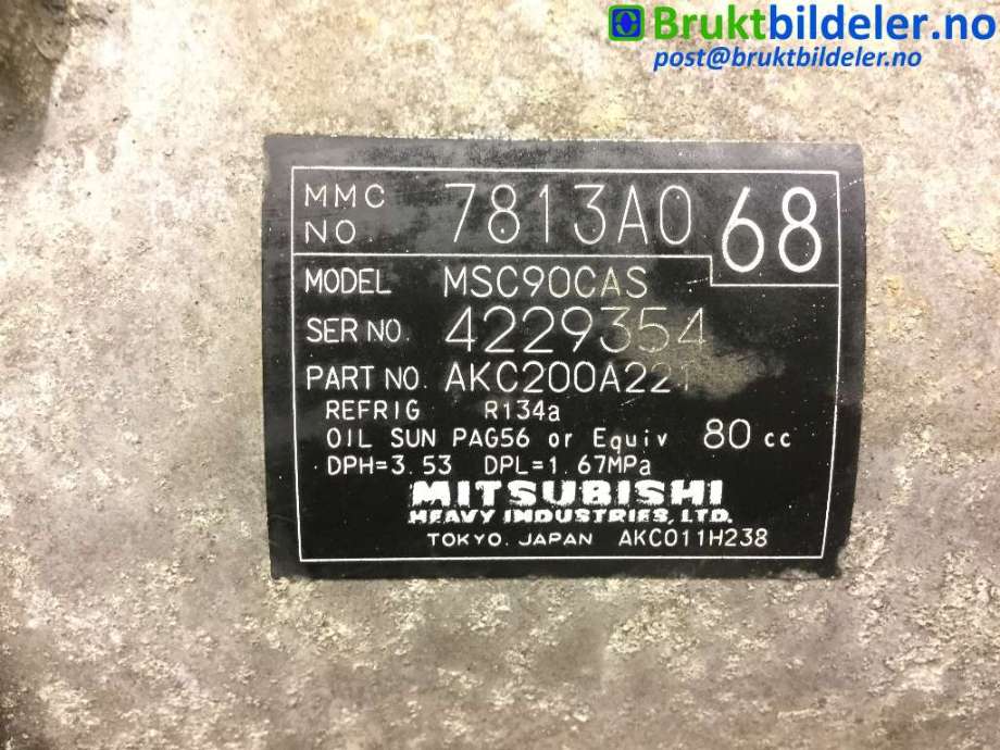 Aircondition kompressor til Mitsubishi Lancer 2008-2017  (MITSUBISHI|7813A068|AKC200A221|7813A0)