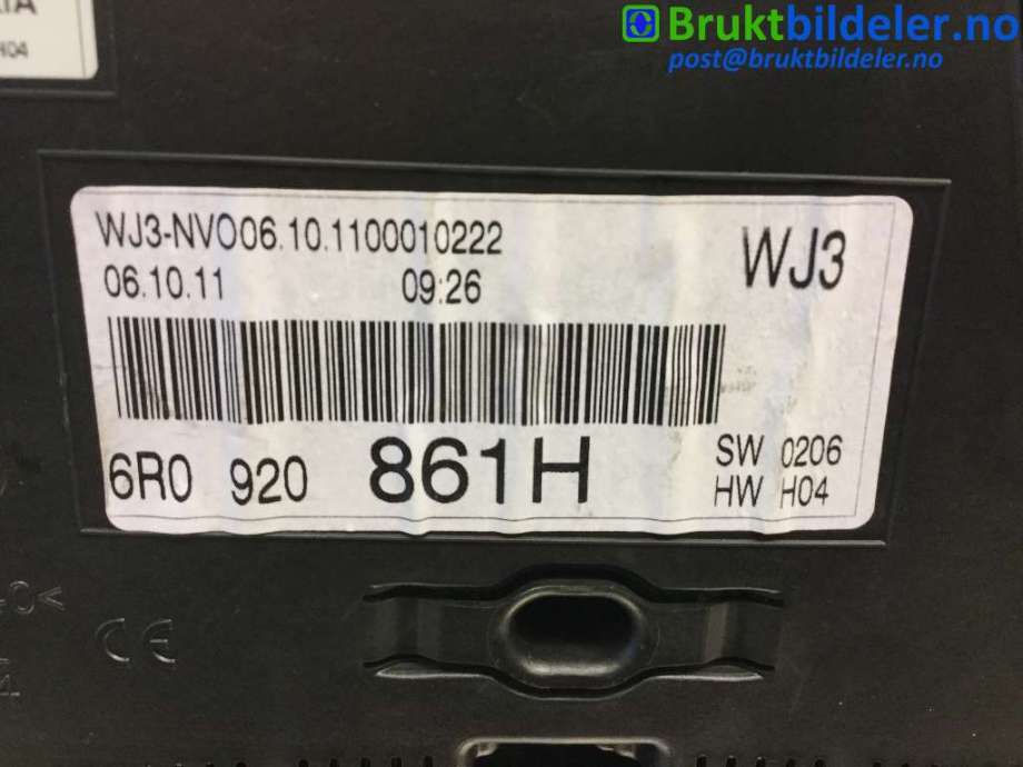 Instrumentpanel til VW Polo 2009-2014 (Type V, Fase 1) (VOLKSWAGEN|6R0 920 861 H|)