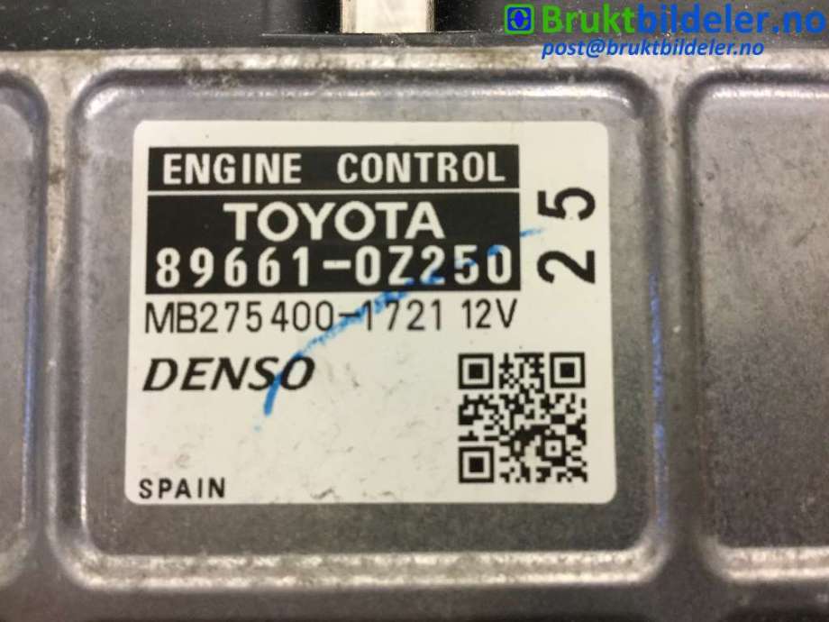 Styreenhet motor til Toyota Auris 2010-2012 (Type I, Fase 2)  (TOYOTA|89661-0Z250|MB275400-1721|)