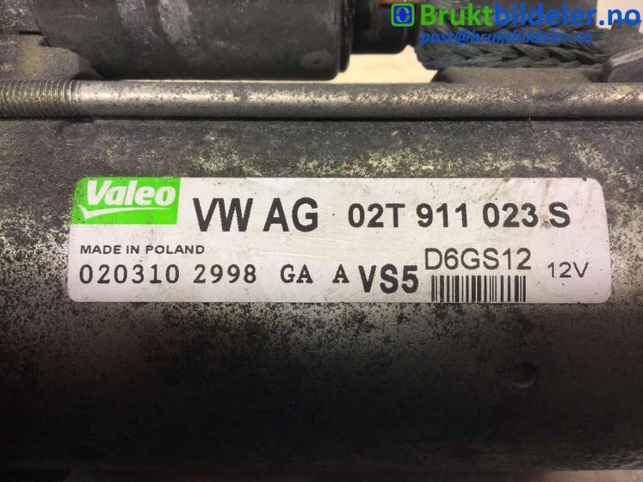 Starter til VW Polo 2009-2014 (Type V, Fase 1)  (VOLKSWAGEN|02T 911 023 S|020310 2998|)