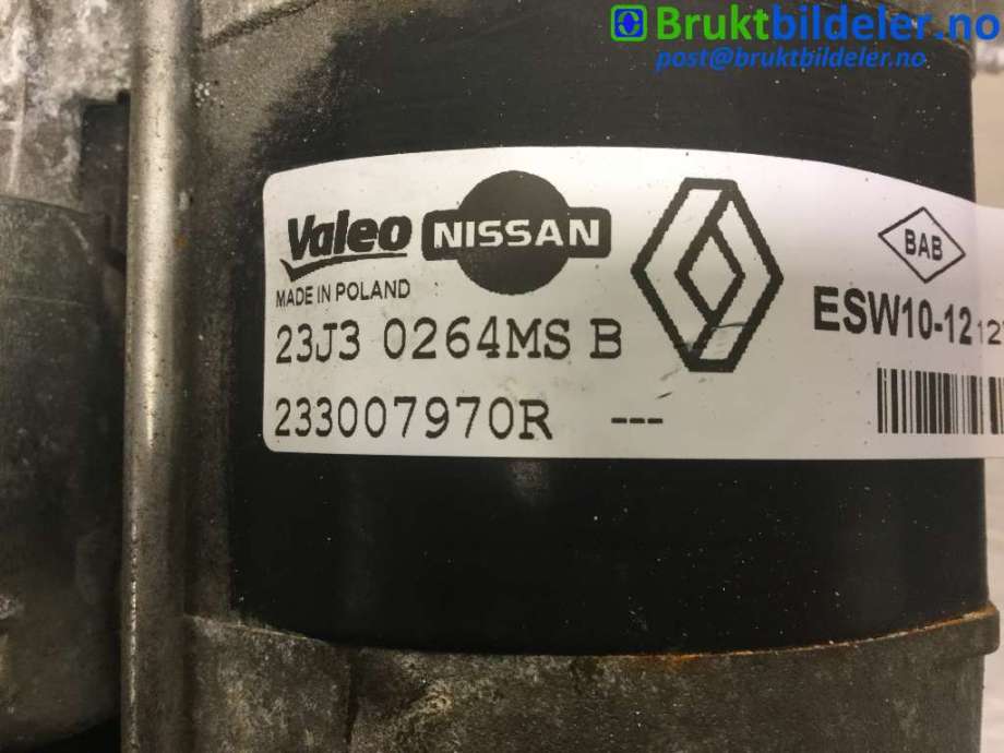 Starter til Renault Clio 2012-2016 (Type IV, Fase 1)  (RENAULT|233007970R|23J3 0264MS B|)
