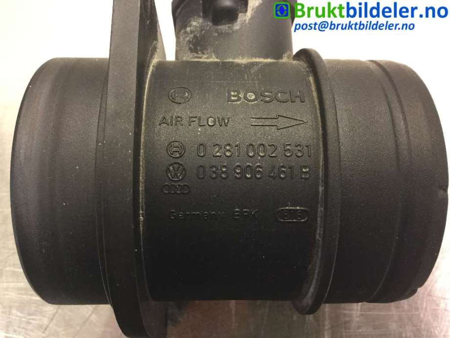 Luftmengde/luftmassemåler til VW Caddy 2004-2010 (Type III, Fase 1)  (VOLKSWAGEN|038 906 461 B|0 281 002 531|)