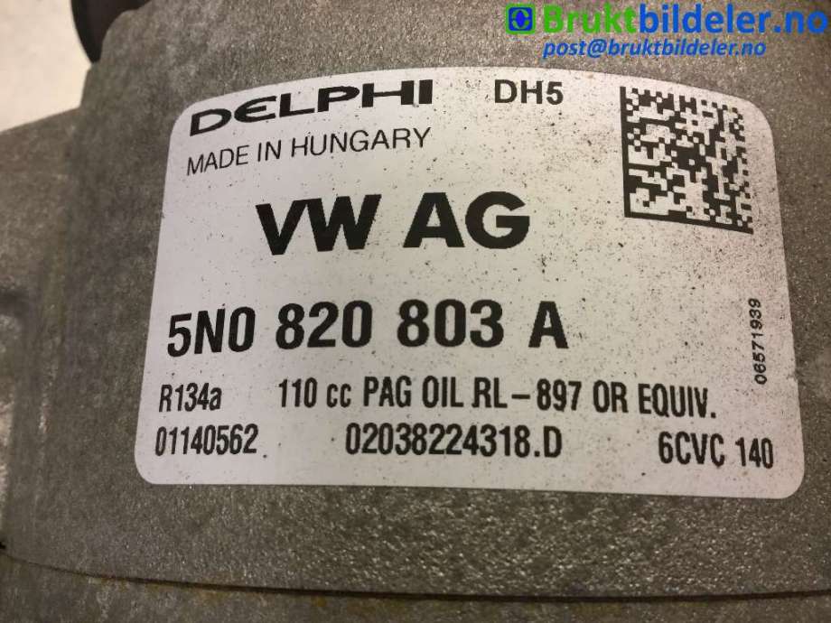Aircondition kompressor til VW Passat 2005-2010 (B6) (B6) (VOLKSWAGEN|5N0 820 803 A|02038224318.D|)