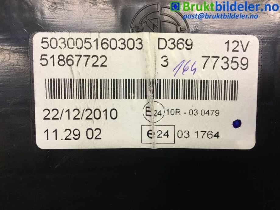 Instrumentpanel til Fiat Doblo 2010-->> (Type II)  (FIAT|51867722|503005160303|)