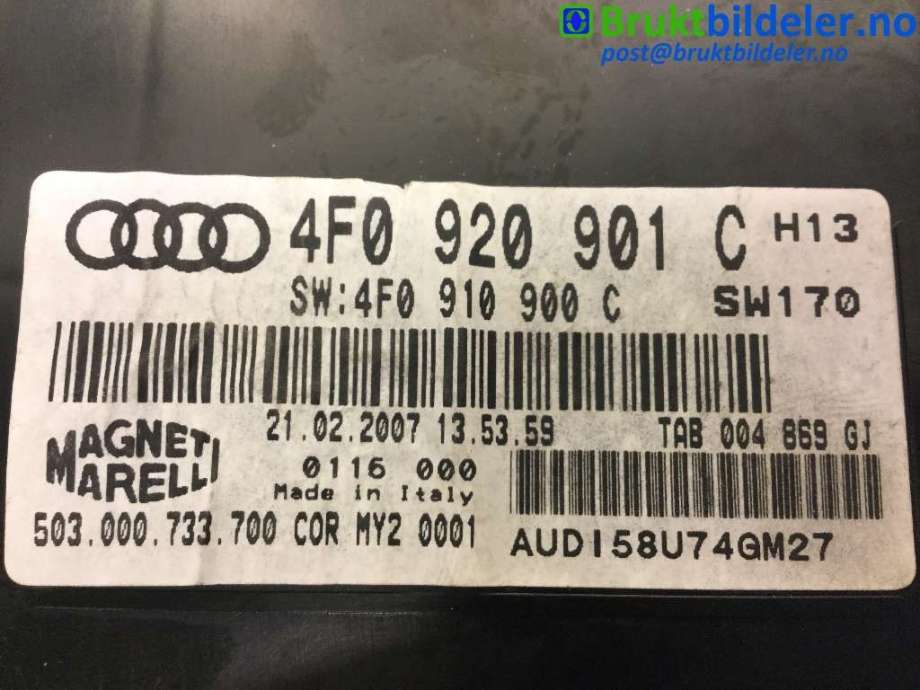 Instrumentpanel til Audi A6, Allroad 2006-2008 (Type II, Fase 1) (C6) (C6) (AUDI|4F0 920 901 C|)