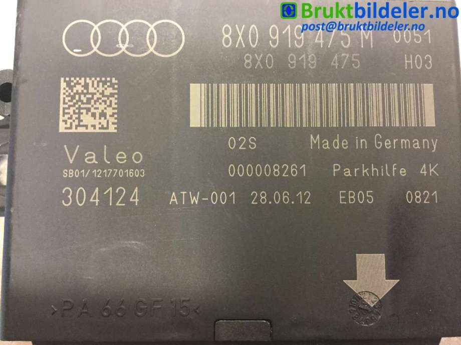 Styreenhet parkering til Audi Q3 2011-2014 (Type I, Fase 1) (AUDI|8X0 919 475 M|)