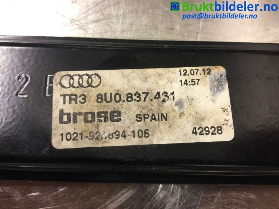 Ruteheis til Audi Q3 2011-2014 (Type I, Fase 1) (AUDI|8U0 837 461|)