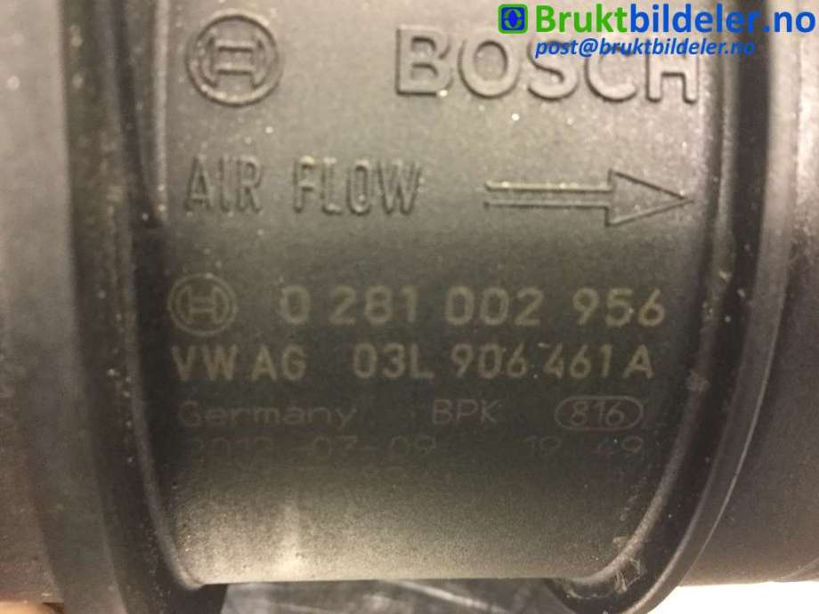 Luftmengde/luftmassemåler til Audi Q3 2011-2014 (Type I, Fase 1)  (AUDI|03L 906 461 A|0 281 002 956|)