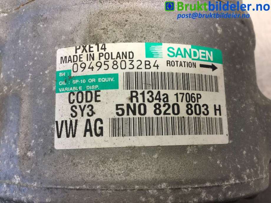 Aircondition kompressor til Audi Q3 2011-2014 (Type I, Fase 1)  (AUDI|5N0 820 803 H|094958032B4|)
