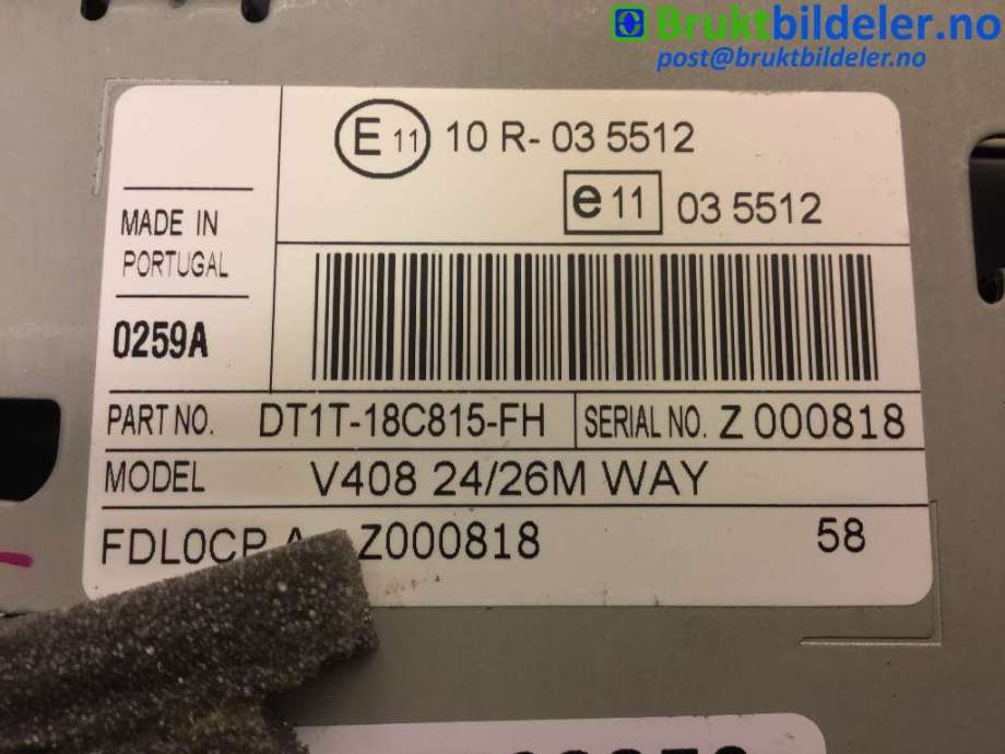 Bilstereo til Ford Transit Connect 2013-2018 Type II, Fase 1  (FORD|DT1T-18C815-FH|)