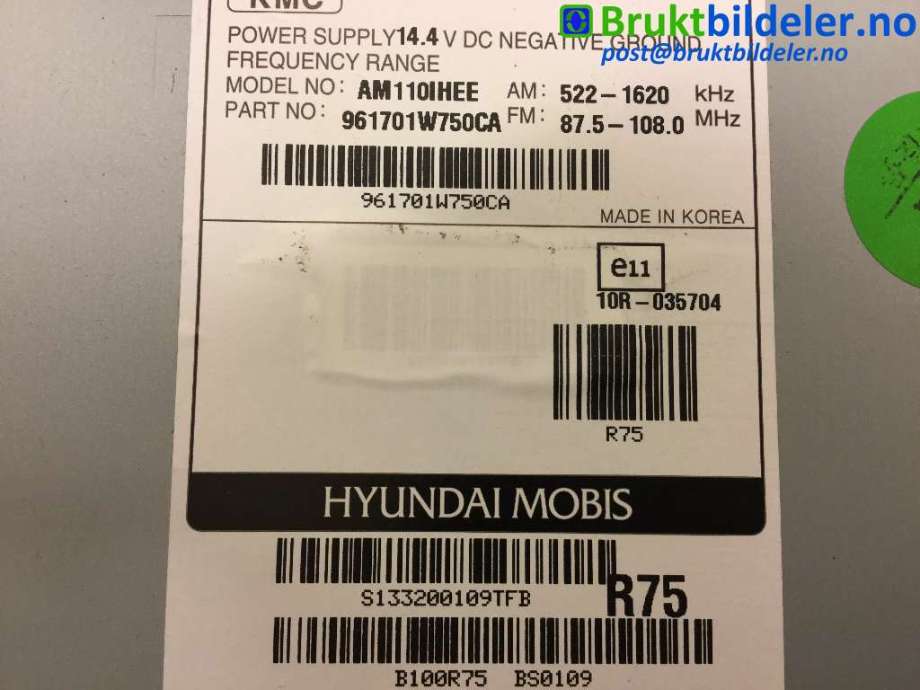 Bilstereo til Kia Rio 2011-2017 Type III (KIA|96170 1W750CA|)