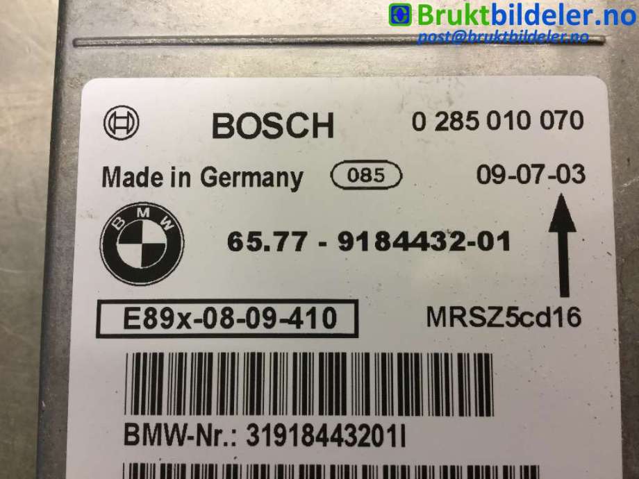 Airbag elektronikk til BMW 1-Serie 2004-2011 (E81/E82/E87/E88) (E81/E82/E87/E88) (BMW|65 77 9184432-01|0 285 010 070|)