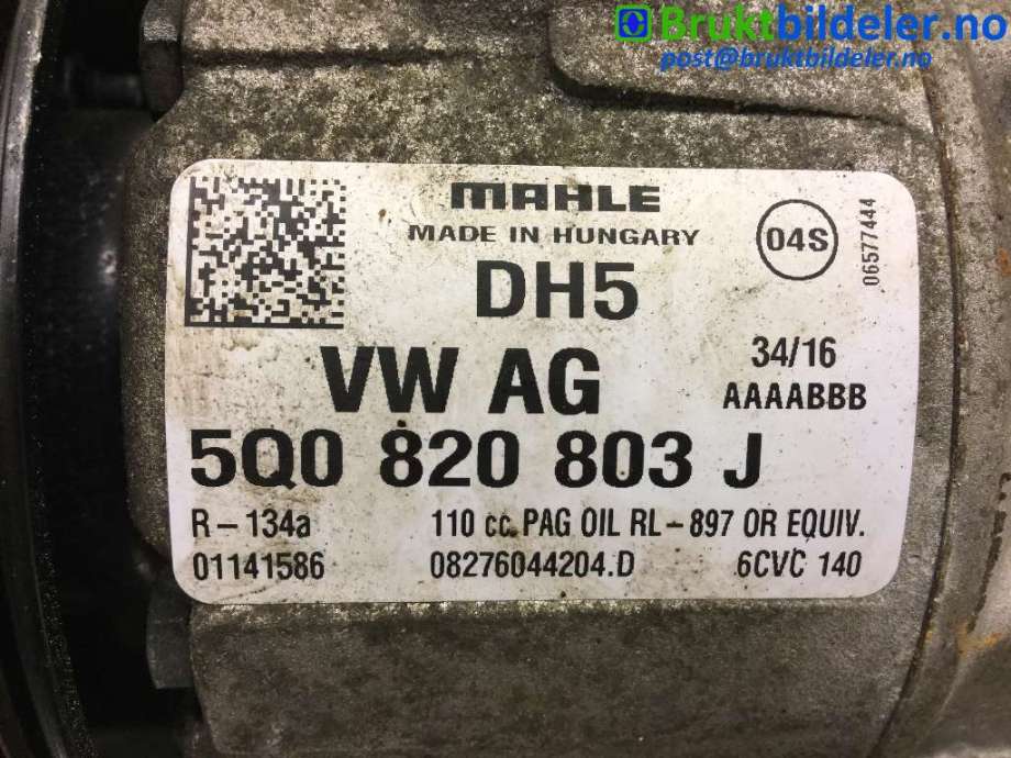 Aircondition kompressor til VW Caddy 2015-2020 (Type III, Fase 3)  (VOLKSWAGEN|5Q0 820 803 J|01141586|)