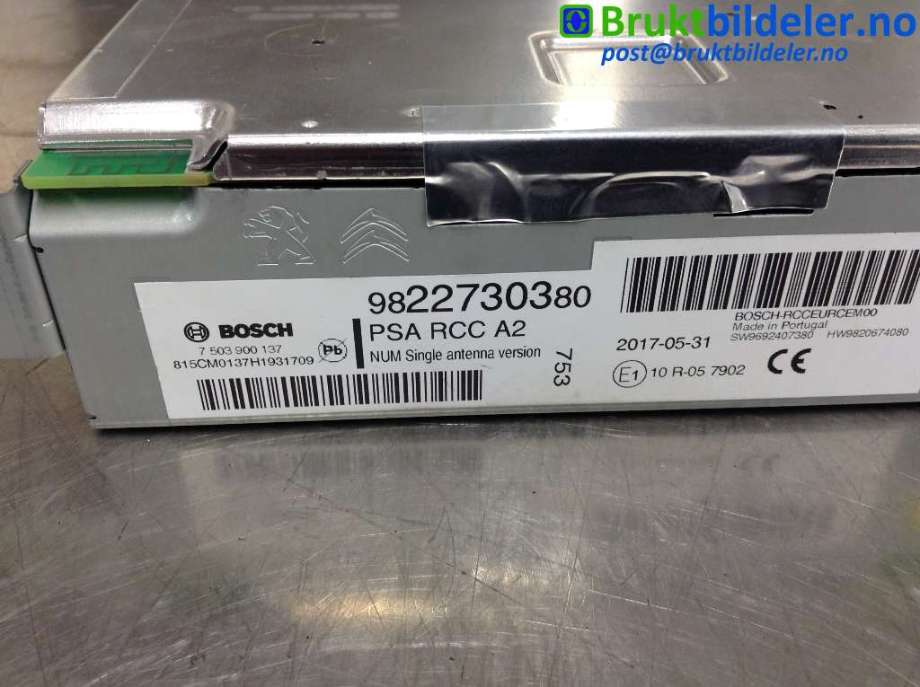 Bilstereo til Peugeot Expert 2016-->> (Type III)  (PEUGEOT|9822730380|7 503 900 137|)