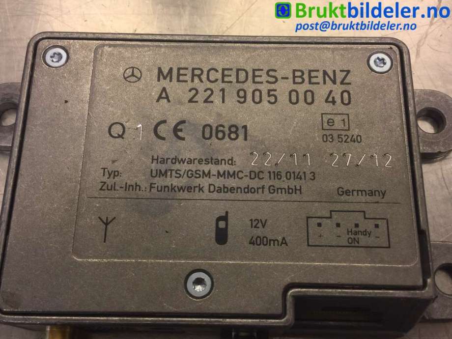 Antenne forsterker til Mercedes ML 2011-2015 (Fase 1) (W166) (W166) (MERCEDES|A 221 905 00 40|)