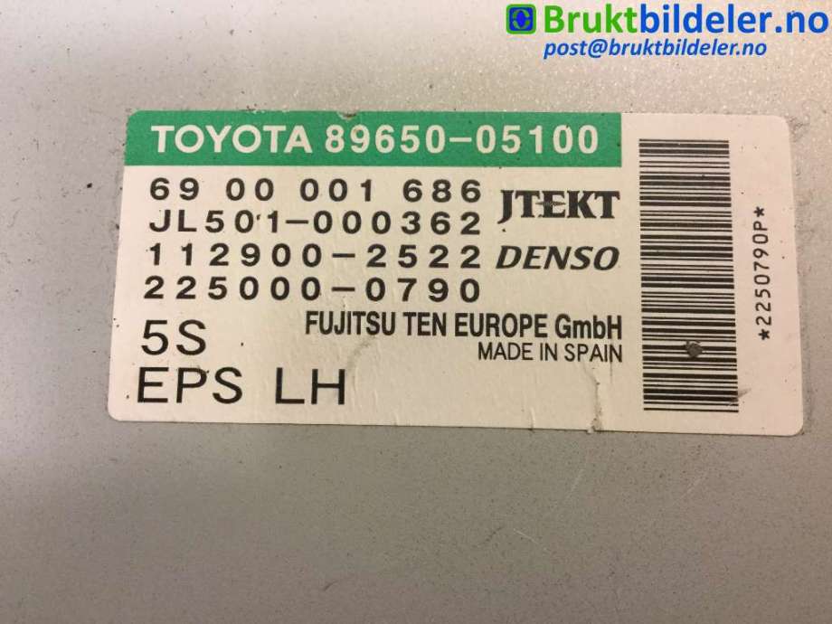 Styreenhet servo til Toyota Avensis 2009-2015 (Type III, Fase 1) (TOYOTA|89650-05100|112900-2522|)