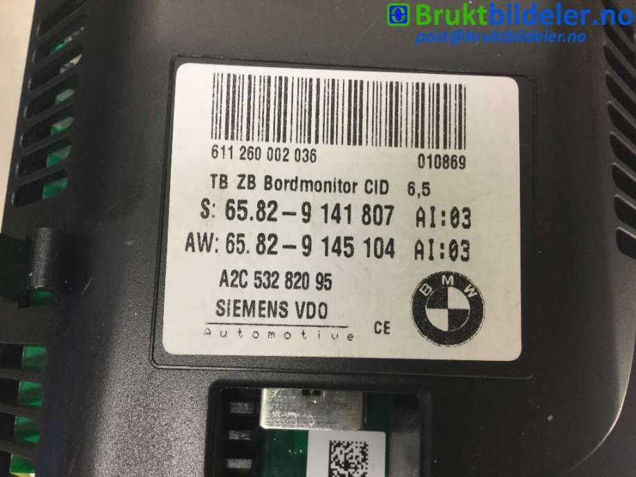Instrument kjørecomputer til BMW 5-Serie 2003-2010 (E60/E61) (E60/E61) (BMW|65 82 9 141 807|A2C 532 820 95|65 82 9 145 104)