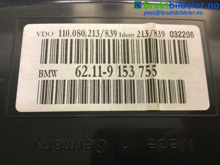 Instrumentpanel til BMW 5-Serie 2003-2010 (E60/E61) (E60/E61) (BMW|62 11 9 153 755|110.080.213/839|)