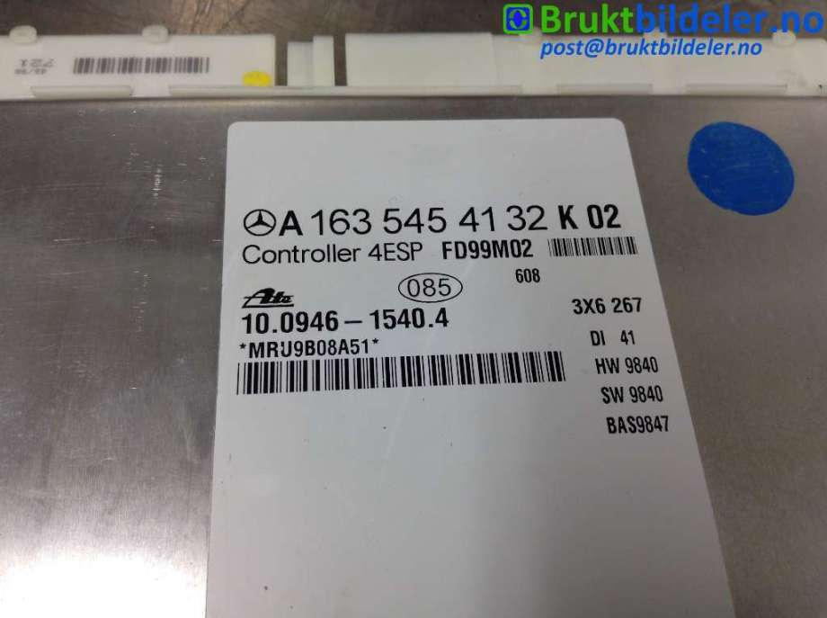 Styreenhet antispinn til Mercedes ML 1997-2005 (W163) (W163) (MERCEDES|A 163 545 41 32|10.0946-1540.4|)