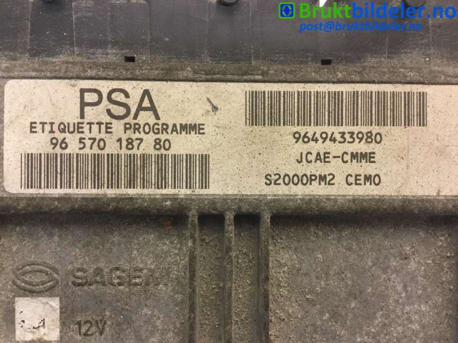Styreenhet motor til Citroën Berlingo 2002-2008 (Type I, Fase 2)  (CITROEN|96 494 339 80||96 570 187 80)