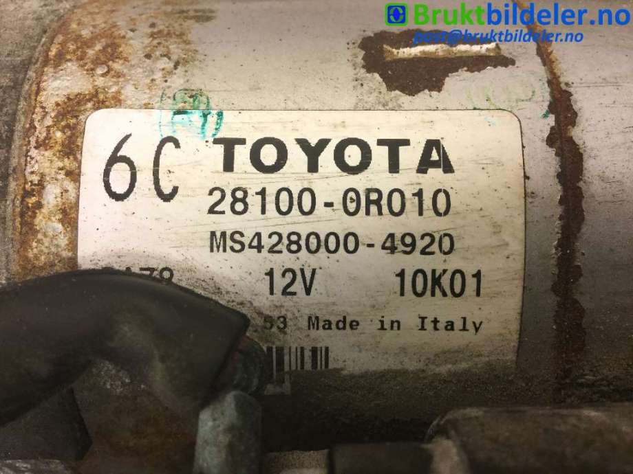 Starter diesel til Toyota Avensis 2009-2015 (Type III, Fase 1) (TOYOTA|28100-0R010|MS428000-4920|)