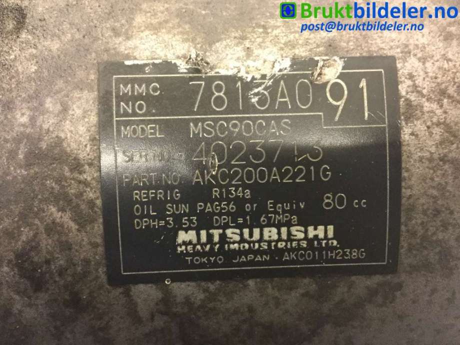 Aircondition kompressor til Peugeot 4007 2007-2012  (PEUGEOT|7813A091|AKC200A221G|)