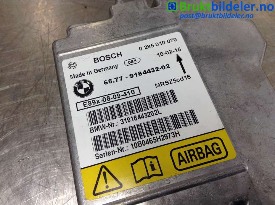 Airbag elektronikk til BMW 3-Serie 2005-2011 (E90/E91/E92/E93) (E90/E91/E92/E93) (BMW|65.77-9184432-02|0 285 010 070|)