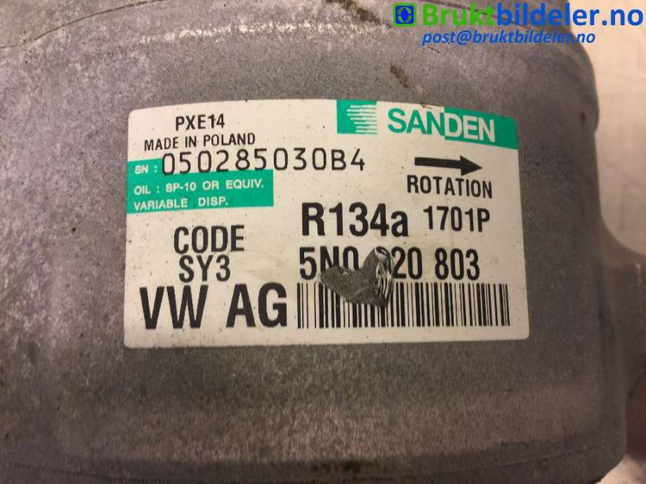 Aircondition kompressor til Audi A3 2009-2012 (Type II, Fase 2)  (AUDI|5N0 820 803|050285030B4|)