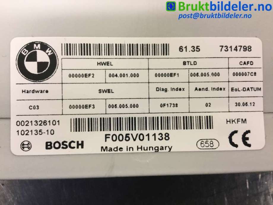 Styreenhet elektrisk bakluke til BMW 3-Serie 2012-2018 (F30/F31/F34) (F30/F31/F34) (BMW|61 35 7 314 798|F 005 V01 138|)