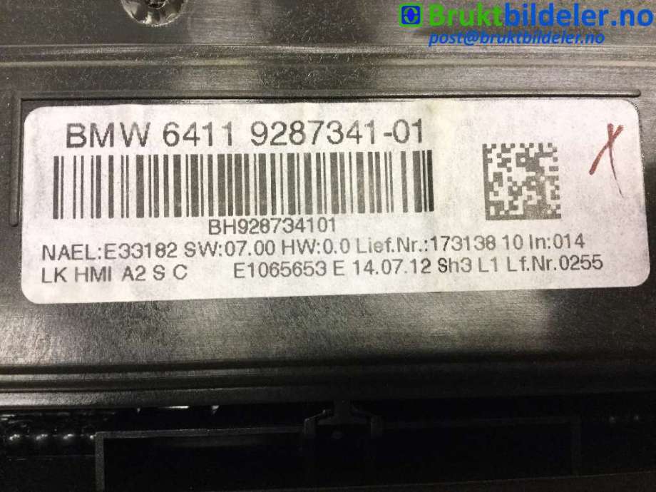 Varmeapparat betjening til BMW 3-Serie 2012-2018 (F30/F31/F34) (F30/F31/F34) (BMW|64 11 9 287 341-01||6131 9 261 102-01)