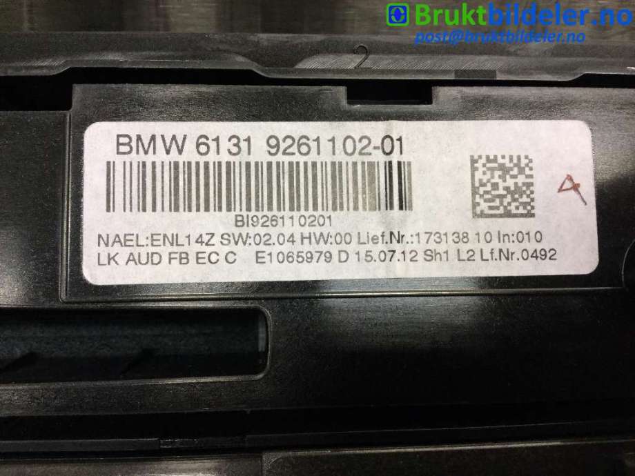 Varmeapparat betjening til BMW 3-Serie 2012-2018 (F30/F31/F34) (F30/F31/F34) (BMW|64 11 9 287 341-01||6131 9 261 102-01)