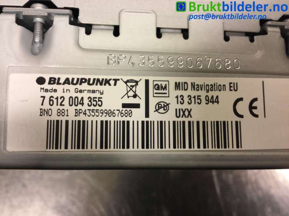 Bilstereo til Opel Insignia A 2009-2014 (OPEL|13 315 944|7 612 004 355|)