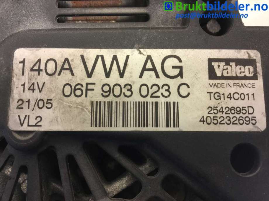 Dynamo til VW Golf V, Combi 2003-2008  (VOLKSWAGEN|06F 906 023 C|2542695 D|TG14C011)